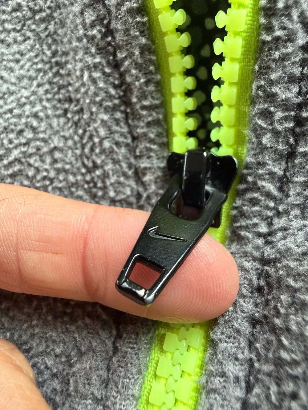 Nike Kids Gray Fleece Hoodie Jacket with Neon Accents